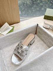 Gucci GG embellished silver leather platform sandals - 4