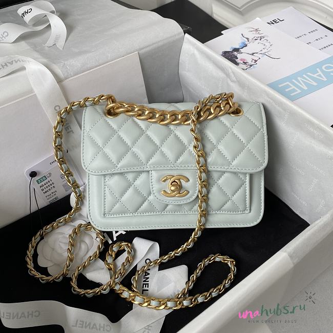 Chanel 23S vintage double flap light blue lambskin small bag  - 1