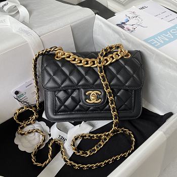 Chanel 23S vintage double flap black lambskin small bag