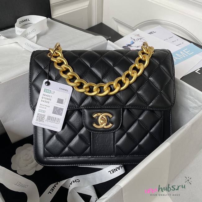 Chanel black leather backpack  - 1