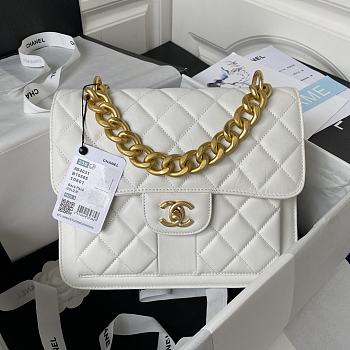 Chanel white leather backpack