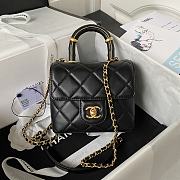 Chanel Small Handle Flap Black Lambskin Bag - 1