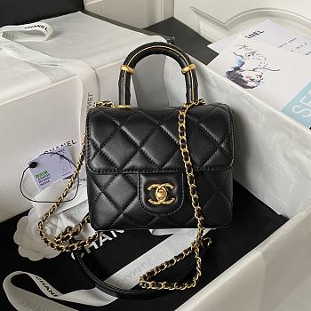 Chanel Small Handle Flap Black Lambskin Bag