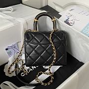 Chanel Small Handle Flap Black Lambskin Bag - 3