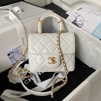 Chanel Small Handle Flap White Lambskin Bag