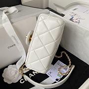 Chanel Small Handle Flap White Lambskin Bag - 3