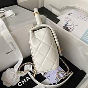 Chanel Small Handle Flap White Lambskin Bag - 4