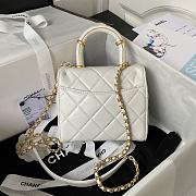 Chanel Small Handle Flap White Lambskin Bag - 6