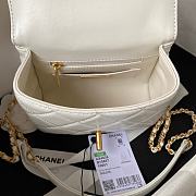 Chanel Small Handle Flap White Lambskin Bag - 5