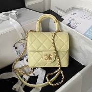 Chanel Small Handle Flap Yellow Lambskin Bag - 1