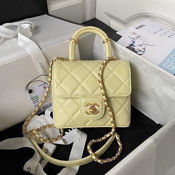 Chanel Small Handle Flap Yellow Lambskin Bag