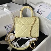 Chanel Small Handle Flap Yellow Lambskin Bag - 6