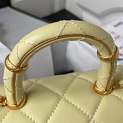 Chanel Small Handle Flap Yellow Lambskin Bag - 5