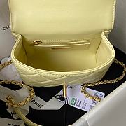 Chanel Small Handle Flap Yellow Lambskin Bag - 4