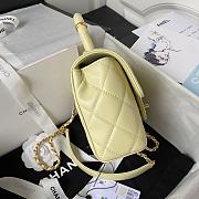 Chanel Small Handle Flap Yellow Lambskin Bag - 2