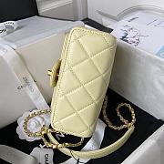 Chanel Small Handle Flap Yellow Lambskin Bag - 3