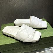 Gucci GG canvas white leather slippers - 1