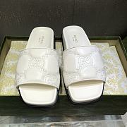 Gucci GG canvas white leather slippers - 4