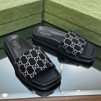 Gucci GG monogram black slippers