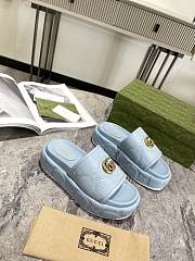 Gucci blue leather slippers - 5