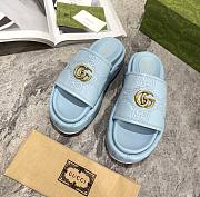 Gucci blue leather slippers - 1