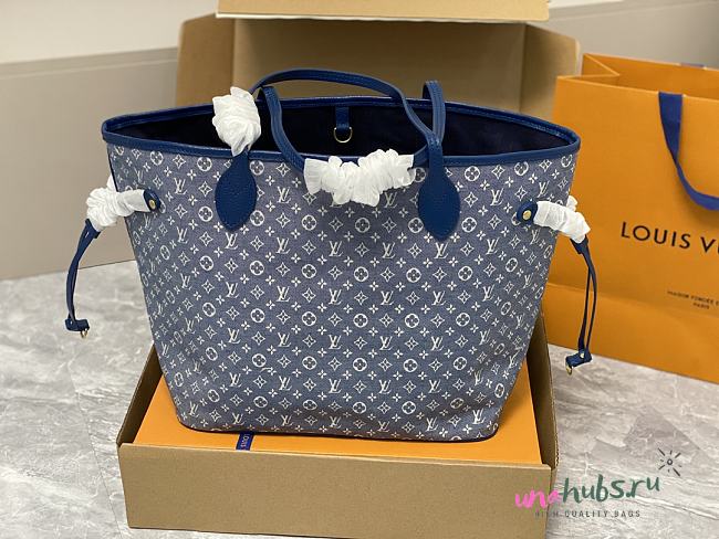 Louis Vuitton Neverfull MM Monogram Blue Bag  - 1