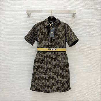 Fendi FF monogram yellow belt dress