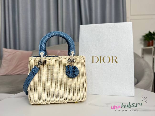 Dior Lady Rattan Blue Bag - 1