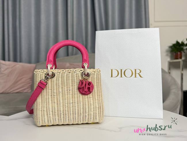 Dior Lady Rattan Pink Bag - 1