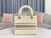 Dior Medium Lady D-Lite Beige Cannage Embroidery Bag - 4