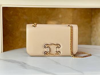 Celine Medium Triomphe Frame Beige Calfskin Bag