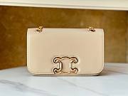 Celine Medium Triomphe Frame Beige Calfskin Bag - 5