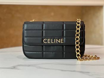 Celine Matelasse Monochrome Quilted Black Leather Bag 