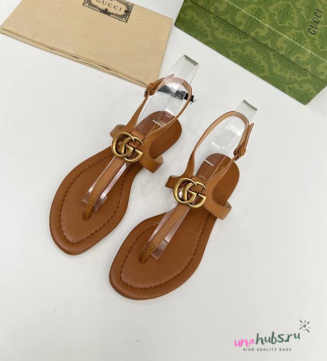 Gucci Double G thong brown sandal - 1