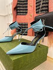 Gucci mid-heel blue patent pump - 4