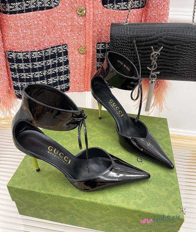 Gucci mid-heel black patent pump - 1