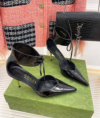 Gucci mid-heel black patent pump