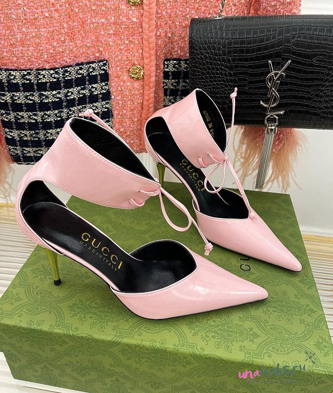 Gucci mid-heel pink patent pump - 1