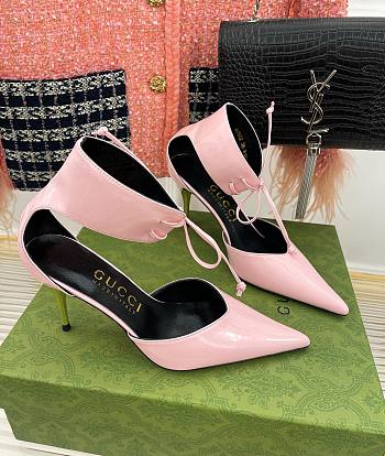 Gucci mid-heel pink patent pump