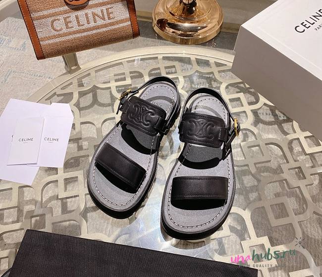 Celine Clea Triomphe Black Sandal - 1