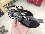 YSL Cassandra black patent leather slingback sandals - 6