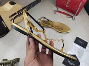 YSL Cassandra gold patent leather slingback sandals - 3