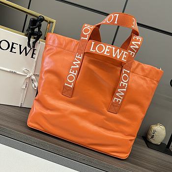 Loewe Orange Large Leather Fold Tote Bag