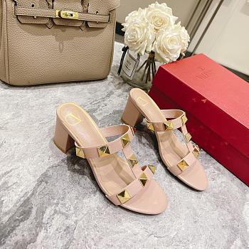 Valentino Garavani beige stud heel leather sandals