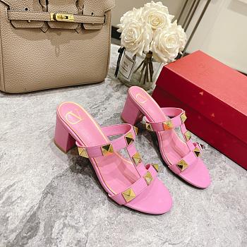 Valentino Garavani pink stud heel leather sandals