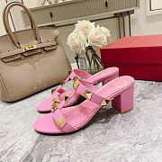 Valentino Garavani pink stud heel leather sandals - 5