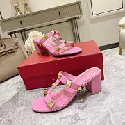 Valentino Garavani pink stud heel leather sandals - 3