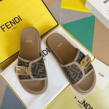 Fendi leather brown sandal slides 