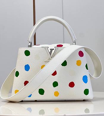  Louis Vuitton x YK Capucines MM M21637 White Leather Bag