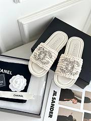 Chanel rattan white slides - 3